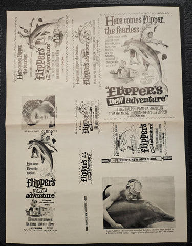 "Flipper's New Adventure" Original Movie Ad Mat Mold and Ad Clip Art Print