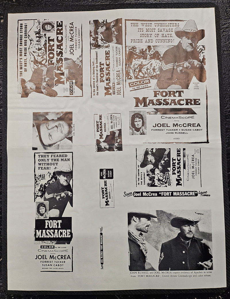 "Fort Massacre" Original Movie Ad Mat Mold and Ad Clip Art Print