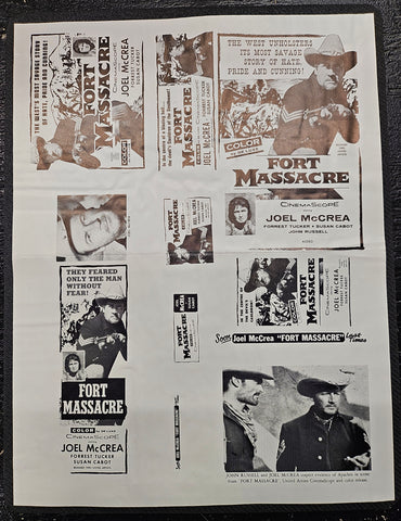 "Fort Massacre" Original Movie Ad Mat Mold and Ad Clip Art Print