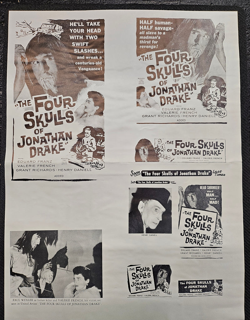 "The Four Skulls Of Jonathan Drake" Original Movie Ad Mat Mold and Ad Clip Art Print