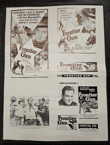 "Frontier Gun" Original Movie Ad Mat Mold and Ad Clip Art Print