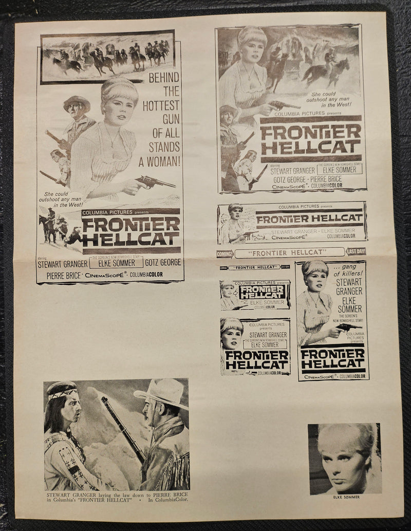 "Frontier Hellcat (Amongst Vultures)" Original Movie Ad Mat Mold and Ad Clip Art Print