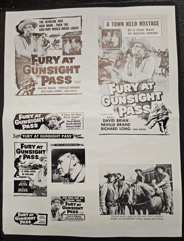 "Fury At Gunsight Pass" Original Movie Ad Mat Mold and Ad Clip Art Print