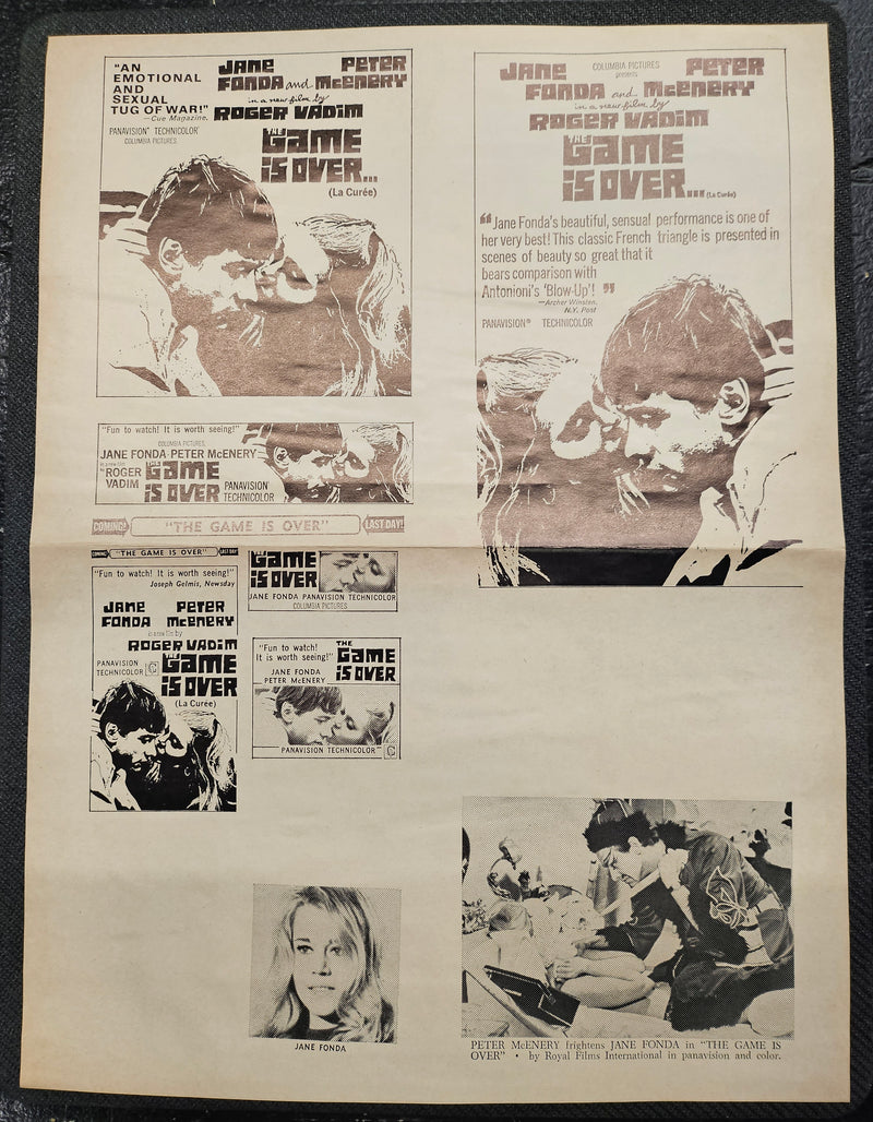 "The Game Is Over" Original Movie Ad Mat Mold and Ad Clip Art Print