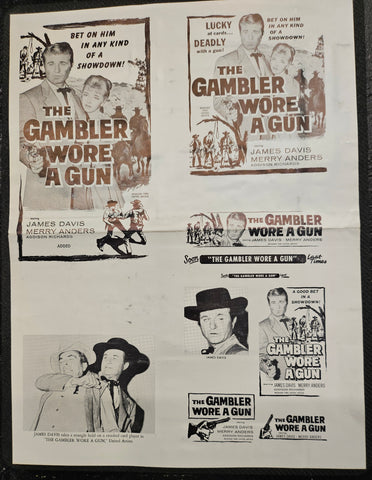 "The Gambler Wore A Gun" Original Movie Ad Mat Mold and Ad Clip Art Print
