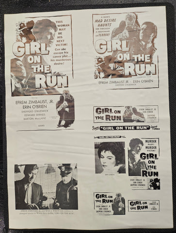 "Girl On The Run" Original Movie Ad Printer Plate and Ad Clip Art Print