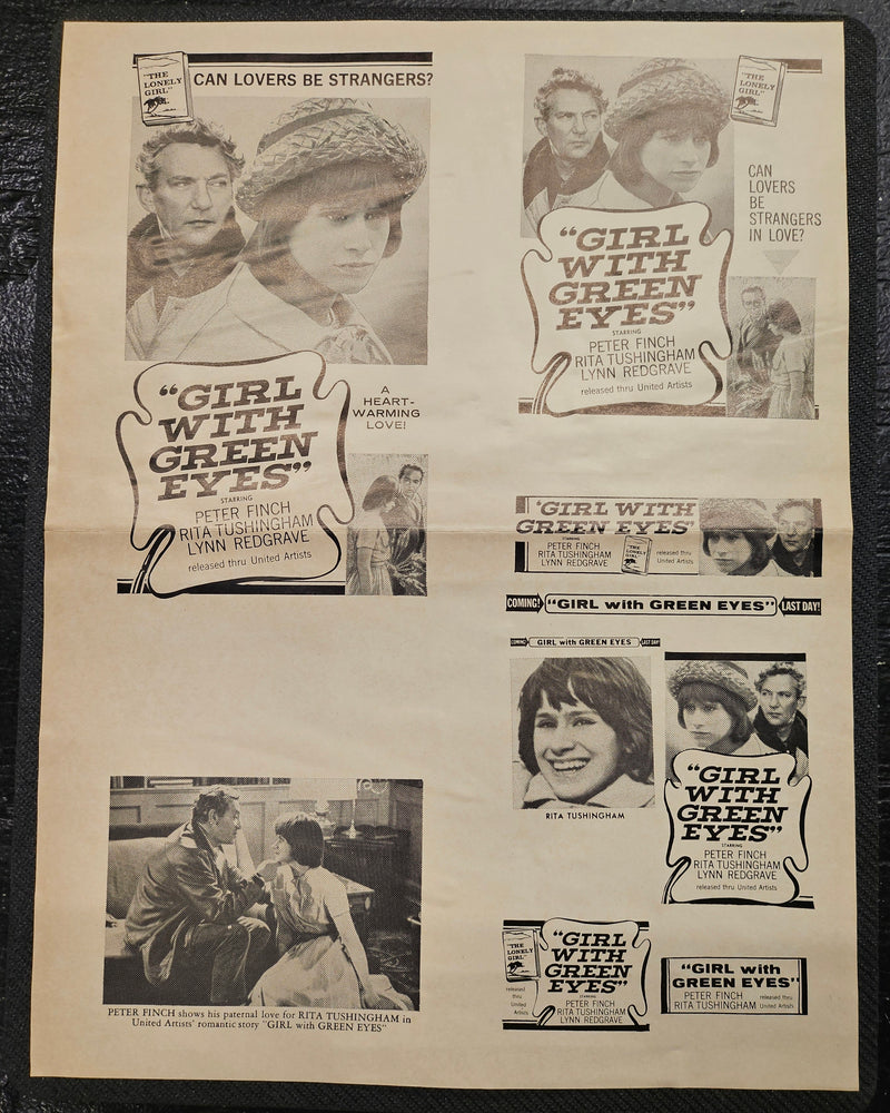 "Girl With Green Eyes" Original Movie Ad Printer Plate and Ad Clip Art Print