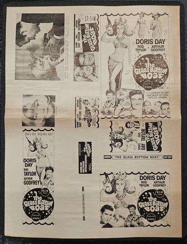 "The Glass Bottom Boat" Original Movie Ad Printer Plate and Ad Clip Art Print