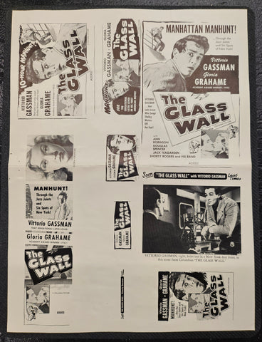 "The Glass Wall" Original Movie Ad Printer Plate and Ad Clip Art Print