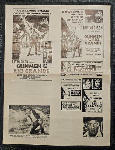 "Gunmen Of The Rio Grande" Original Movie Ad Printer Plate and Ad Clip Art Print