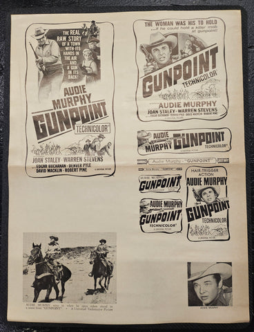 "Gunpoint" Original Movie Ad Printer Plate and Ad Clip Art Print