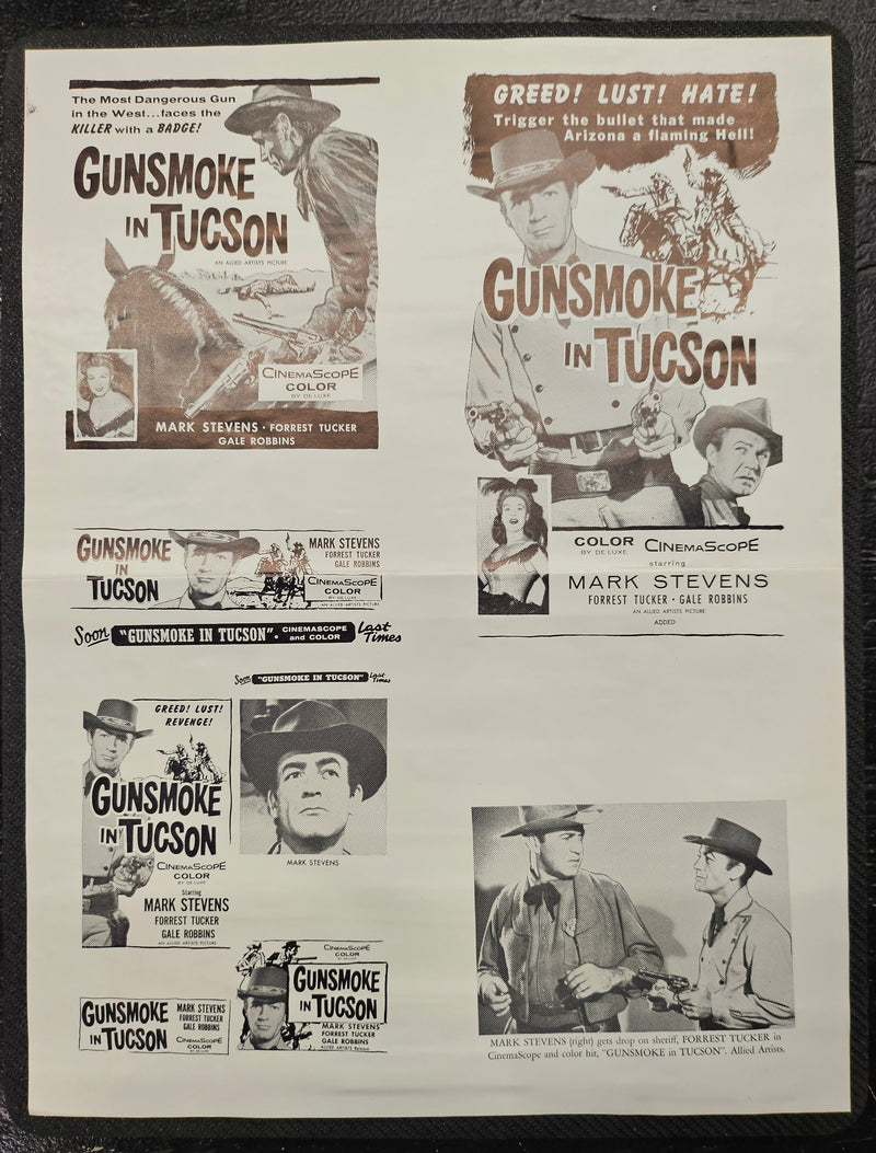 "Gunsmoke In Tuscon" Original Movie Ad Printer Plate and Ad Clip Art Print