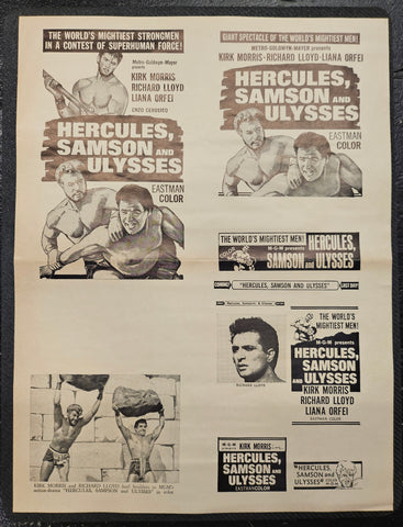 "Hercules, Samson And Ulysses" Original Movie Ad Printer Plate and Ad Clip Art Print