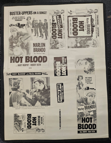 "Hot Blood (The Wild One)" Original Movie Ad Mat Mold and Ad Clip Art Print