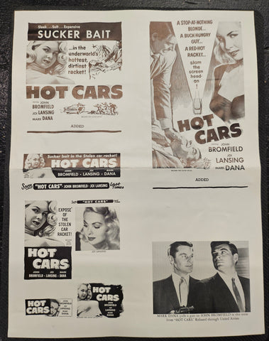 "Hot Cars" Original Movie Ad Mat Mold and Ad Clip Art Print