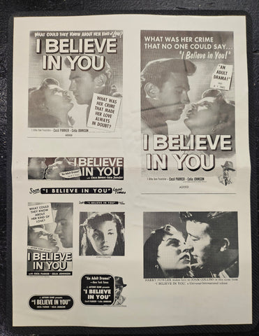 "I Believe In You" Original Movie Ad Mat Mold and Ad Clip Art Print