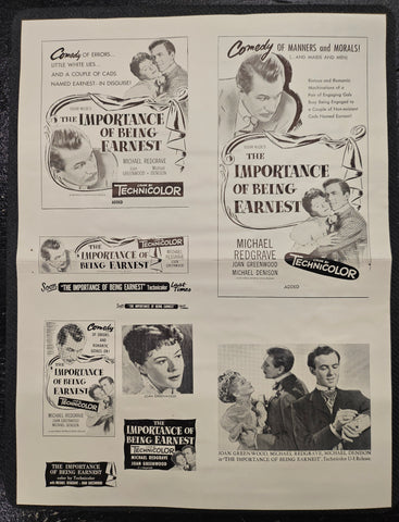 "The Importance Of Being Earnest" Original Movie Ad Mat Mold and Ad Clip Art Print