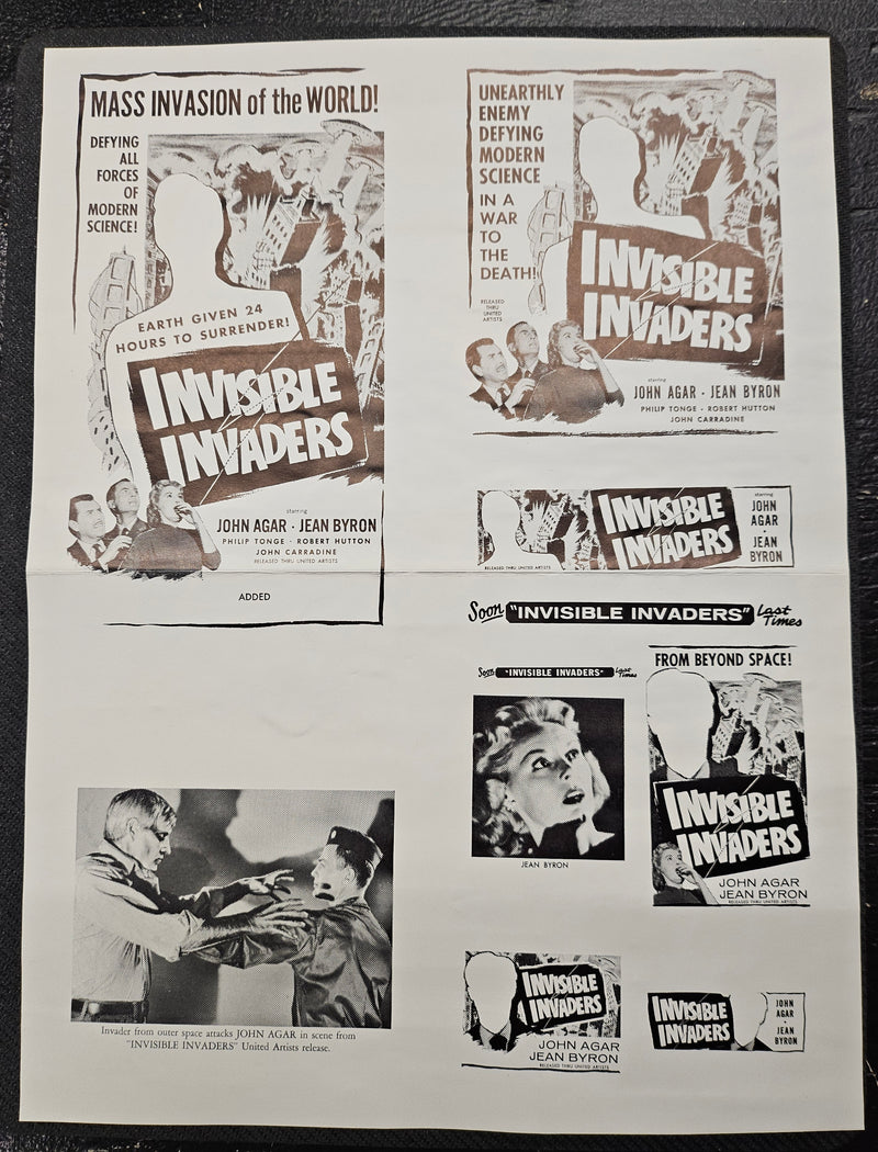 "Invisible Invaders" Original Movie Ad Mat Mold and Ad Clip Art Print