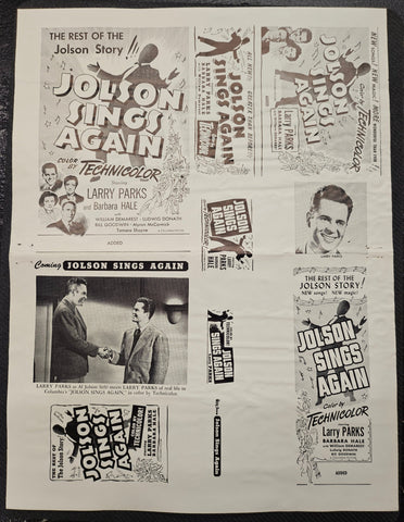 "Jolson Sings Again" Original Movie Ad Clip Art Print