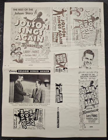 "Jolson Sings Again" Original Movie Ad Mat Mold and Ad Clip Art Print