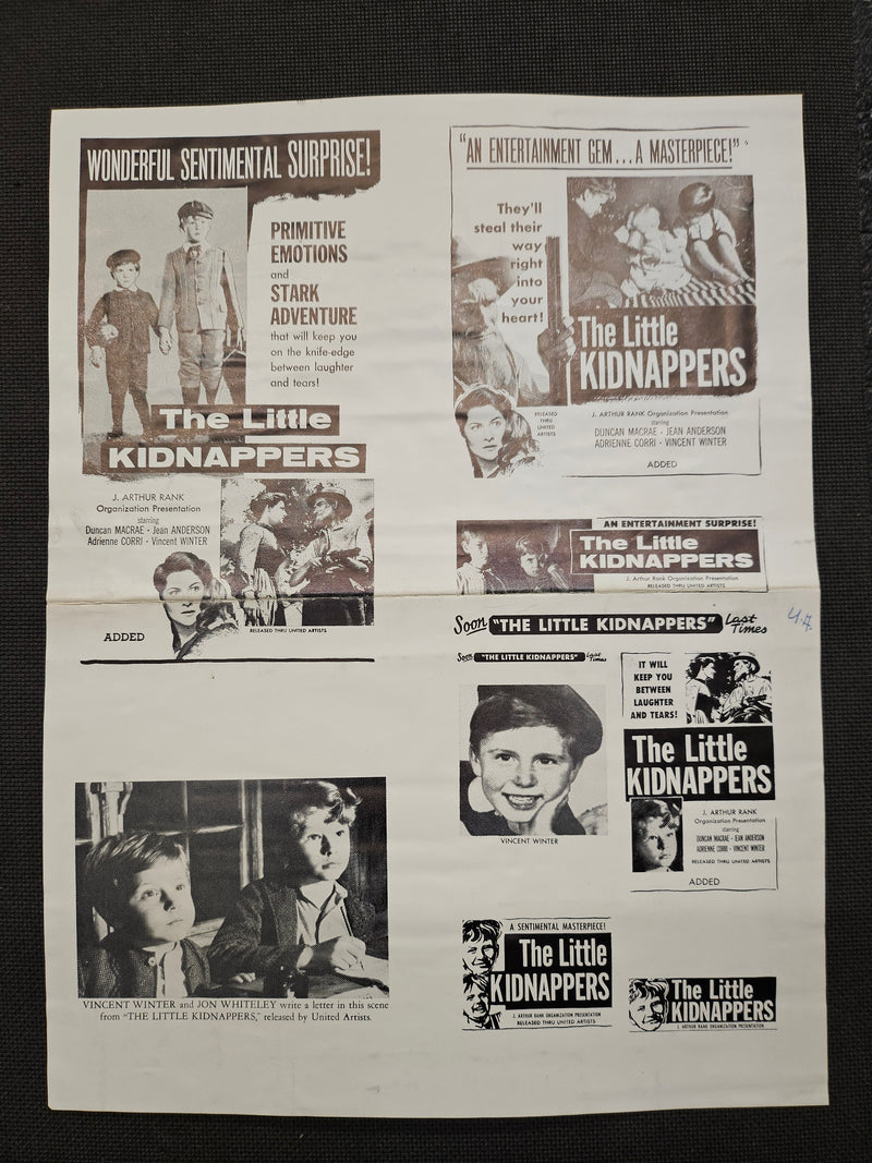 "The Little Kidnappers" Original Movie Ad Mat Mold and Ad Clip Art Print