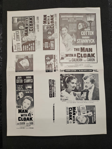 "The Man With A Cloak" Original Movie Ad Mat Mold and Ad Clip Art Print