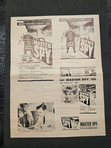 "Master Spy" Original Movie Ad Mat Mold and Ad Clip Art Print