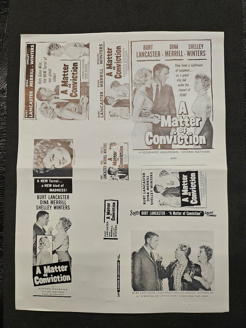 "A Matter Of Conviction (The Young Savages)" Original Movie Ad Mat Mold and Ad Clip Art Print