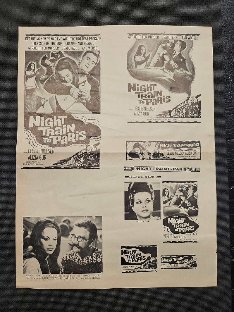 "Night Train To Paris" Original Movie Ad Mat Mold and Ad Clip Art Print