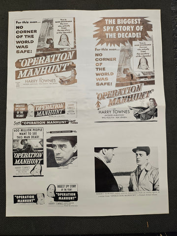 "Operation Manhunt" Original Movie Ad Mat Mold and Ad Clip Art Print