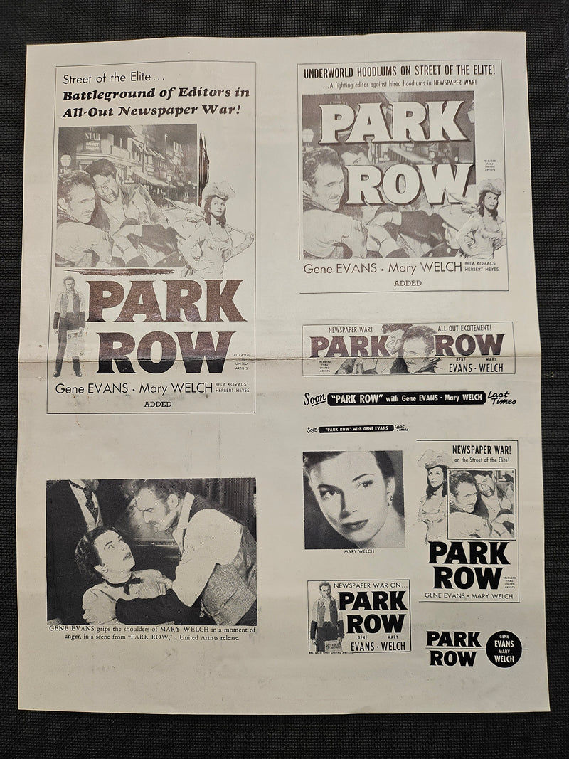 "Park Row" Original Movie Ad Mat Mold and Ad Clip Art Print
