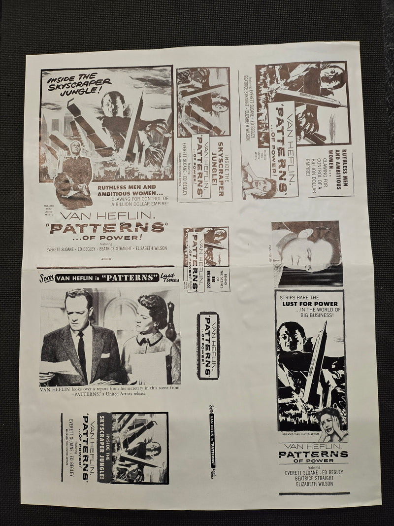 "Patterns" Original Movie Ad Mat Mold and Ad Clip Art Print
