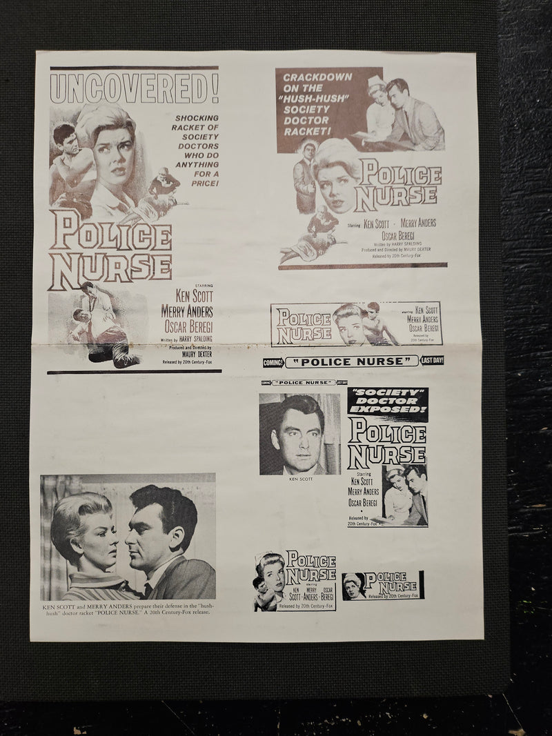 "Police Nurse" Original Movie Ad Mat Mold and Ad Clip Art Print