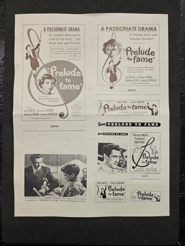 "Prelude To Fame" Original Movie Ad Mat Mold and Ad Clip Art Print