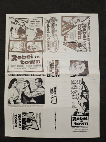 "Rebel In Town" Original Movie Ad Mat Mold and Ad Clip Art Print