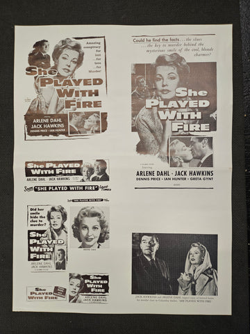 "She Played With Fire" Original Movie Ad Mat Mold and Ad Clip Art Print