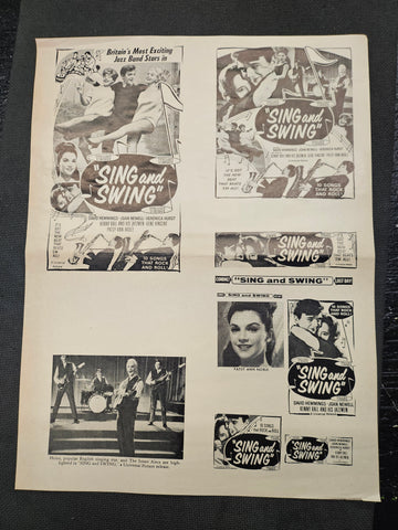 "Sing And Swing" Original Movie Ad Mat Mold and Ad Clip Art Print