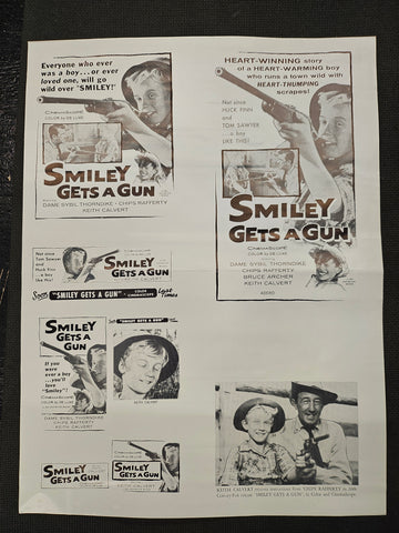 "Smiley Get A Gun" Original Movie Ad Mat Mold and Ad Clip Art Print