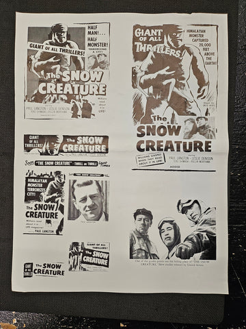 "The Snow Creature" Original Movie Ad Clip Art Print
