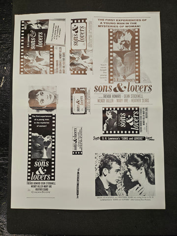 "Sons And Lovers" Original Movie Ad Mat Mold and Ad Clip Art Print