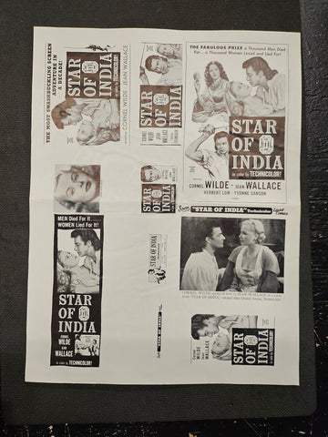 "Star Of India" Original Movie Ad Mat Mold and Ad Clip Art Print