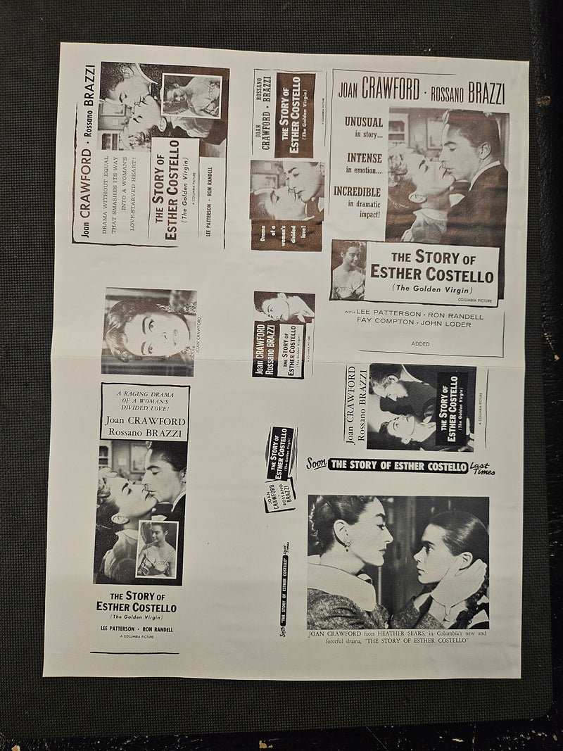 "The Story Of Esther Costello" Original Movie Ad Mat Mold and Ad Clip Art Print
