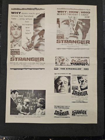 "The Strangler" Original Movie Ad Mat Mold and Ad Clip Art Print