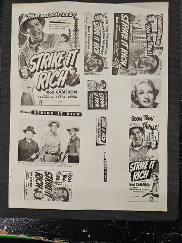 "Strike It Rich" Original Movie Ad Mat Mold and Ad Clip Art Print