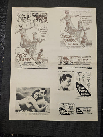 "Surf Party " Original Movie Ad Mat Mold and Ad Clip Art Print