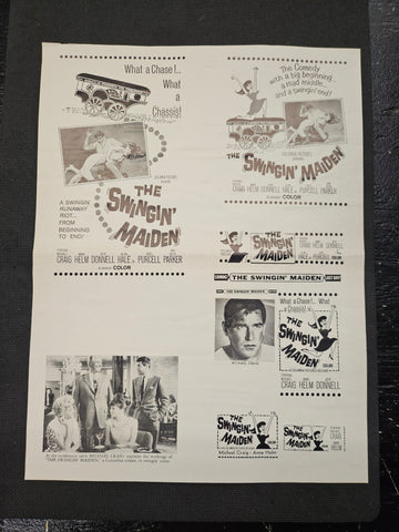 "The Swingin' Maiden " Original Movie Ad Mat Mold and Ad Clip Art Print