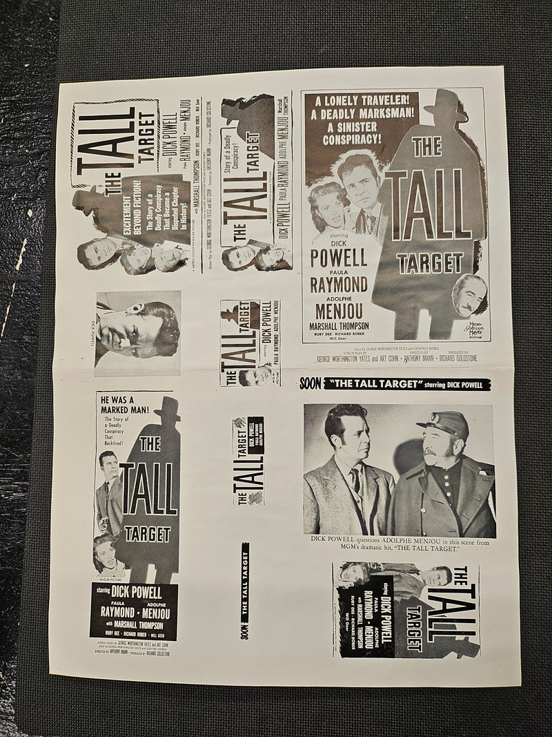 "The Tall Target" Original Movie Ad Mat Mold and Ad Clip Art Print