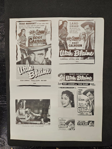 "Utah Blaine" Original Movie Ad Mat Mold and Ad Clip Art Print