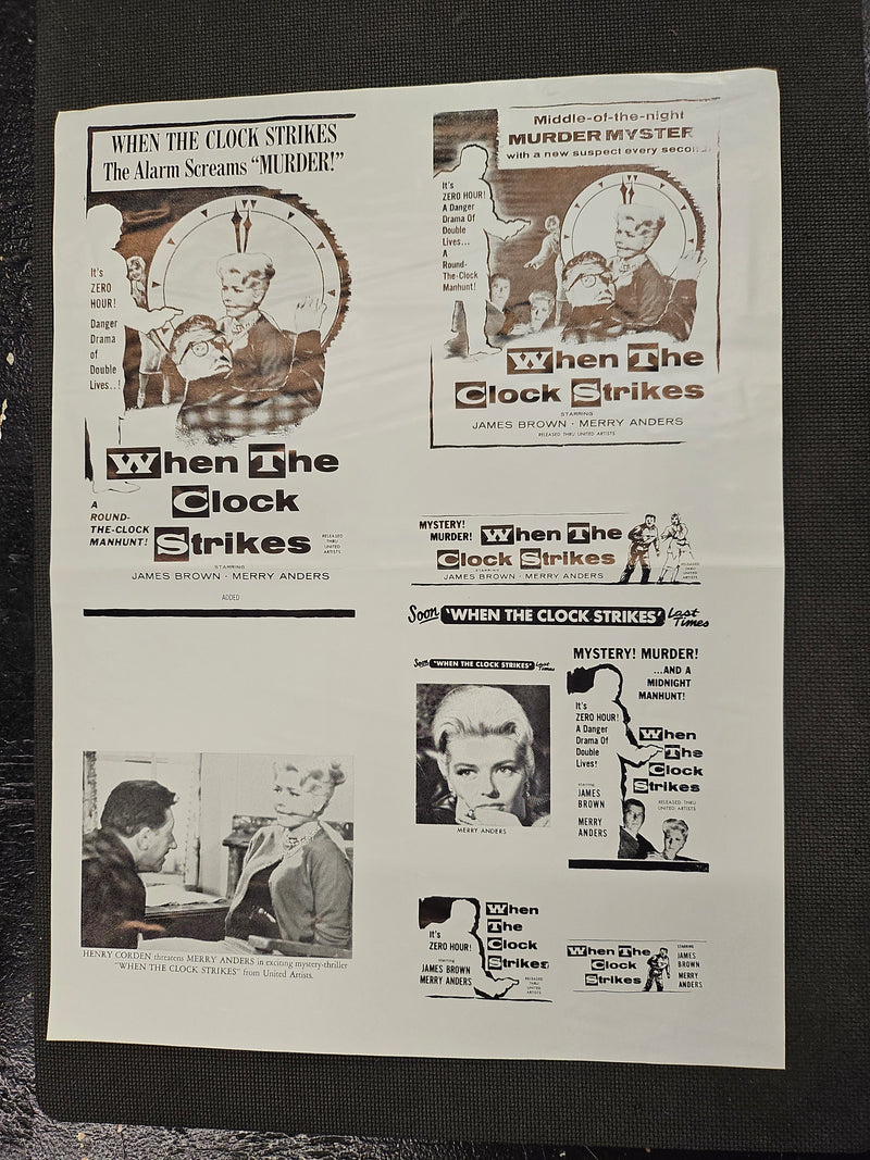 "When The Clock Strikes" Original Movie Ad Mat Mold and Ad Clip Art Print
