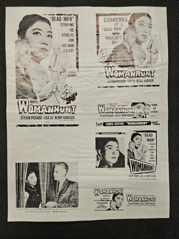 "Womanhunt" Original Movie Ad Mat Mold and Ad Clip Art Print